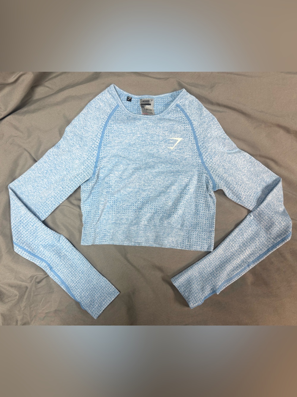 Gymshark Sky Blue Seamless Long Sleeve Crop Top